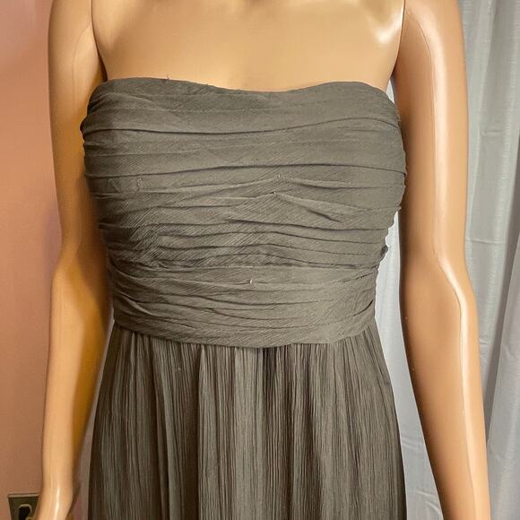 Jenny Yoo Collection Brown Silk Ruched Strapless Formal Evening Gown 10 - Picture 9 of 16